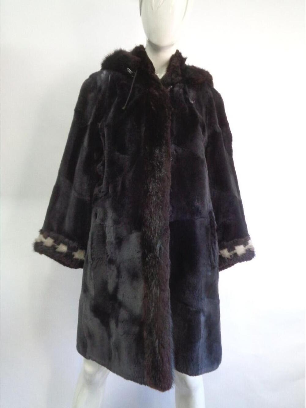 Mint Dark Gray Sheared Muskrat Fur Reversible Coat Jacket Women Woman Size 6